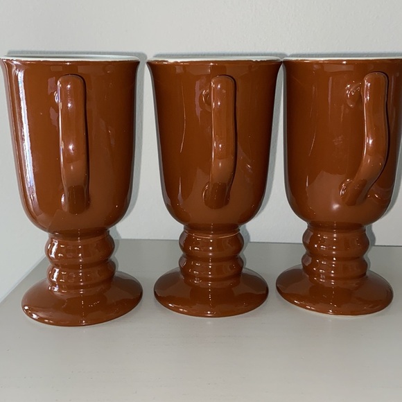 Vintage Hall Pottery 1273 Brown Coffee Pedestal Mugs - Picture 2 of 6